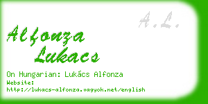 alfonza lukacs business card